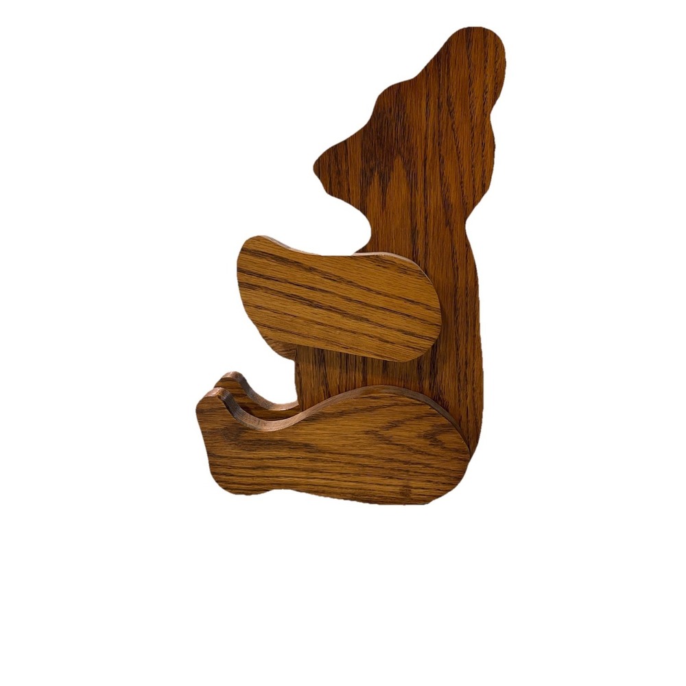 Handmade Wooden Teddy Bear Cottagecore Rustic Nursery Brown Sitting Bear Wood